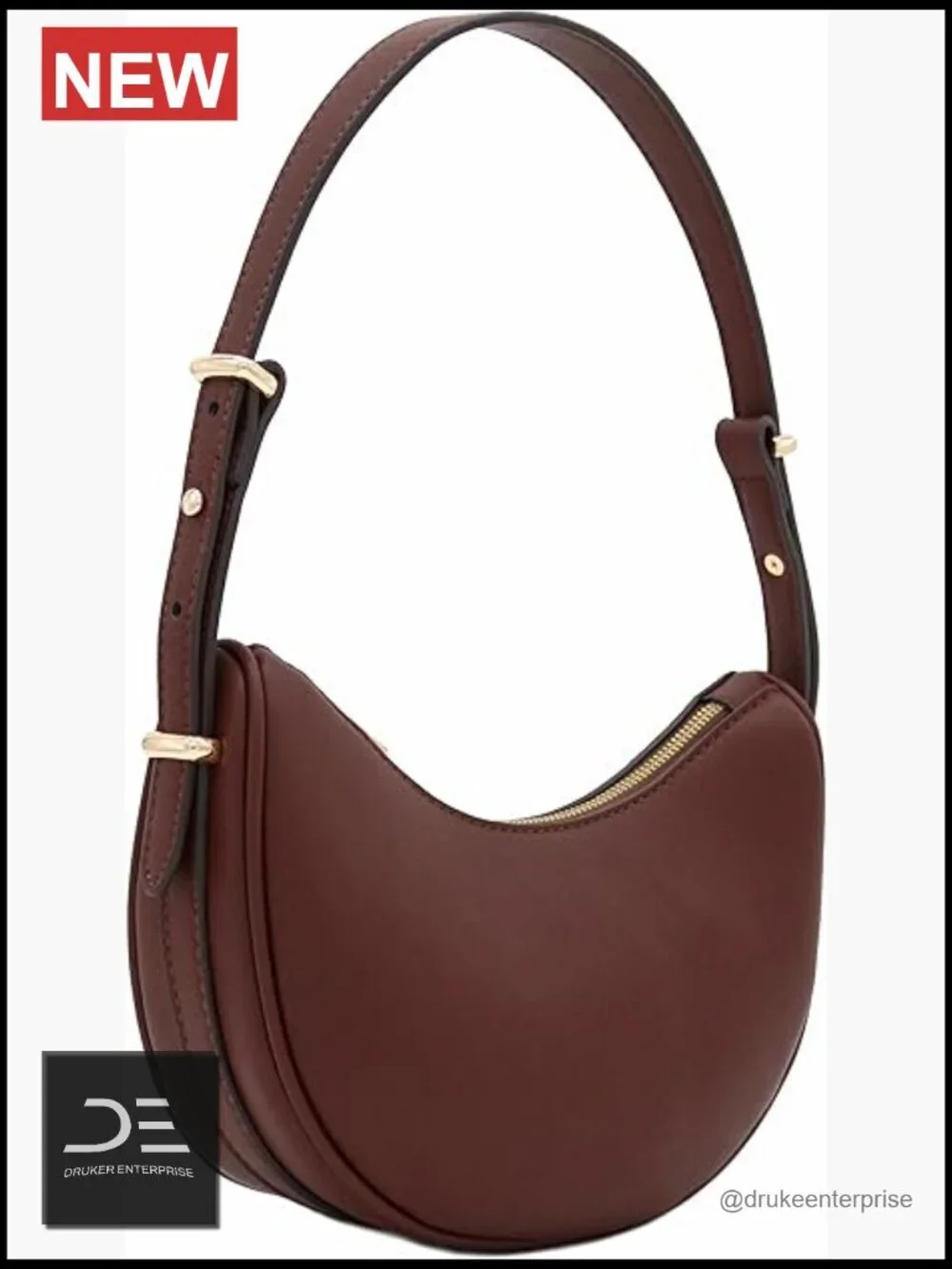 Small Crescent Smooth Faux Leather Underarm Shoulder Bag